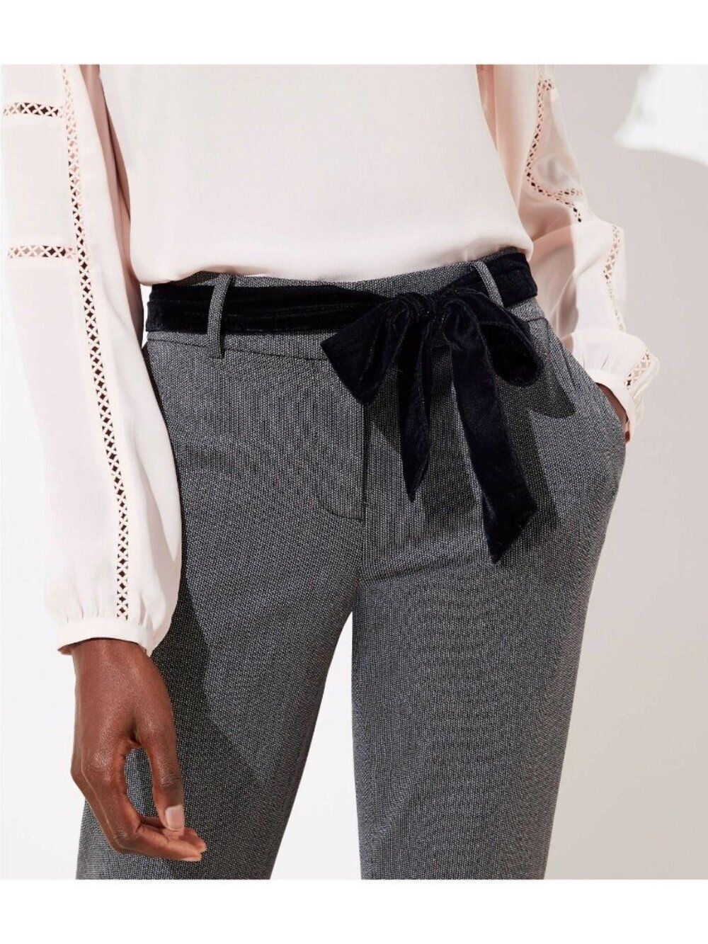 Ann Taylor LOFT Petites Marisa Slim Pants Velvet Tie Waist Sz 10P New With Tag